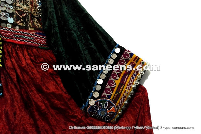 kuchi women long dress with embroidery work