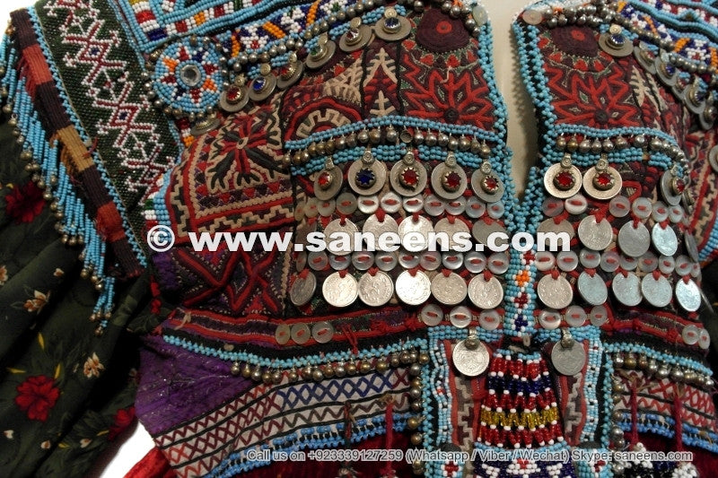 homemade tribal artwork coins work couture frock