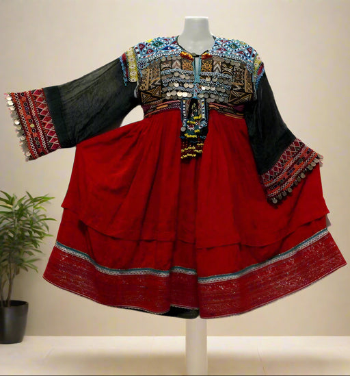 afghan kuchi dress in red color