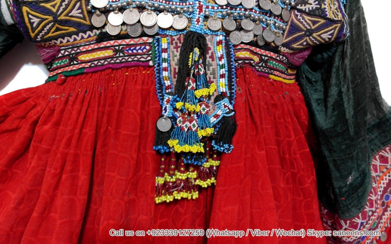 kuchi tribal dress with hand beaded tassels