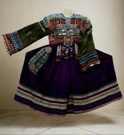 afghan kuchi violet color handmade dresses clothes frocks