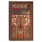 Authentic Afghan Prayer Rug 4.7x1.9 ft