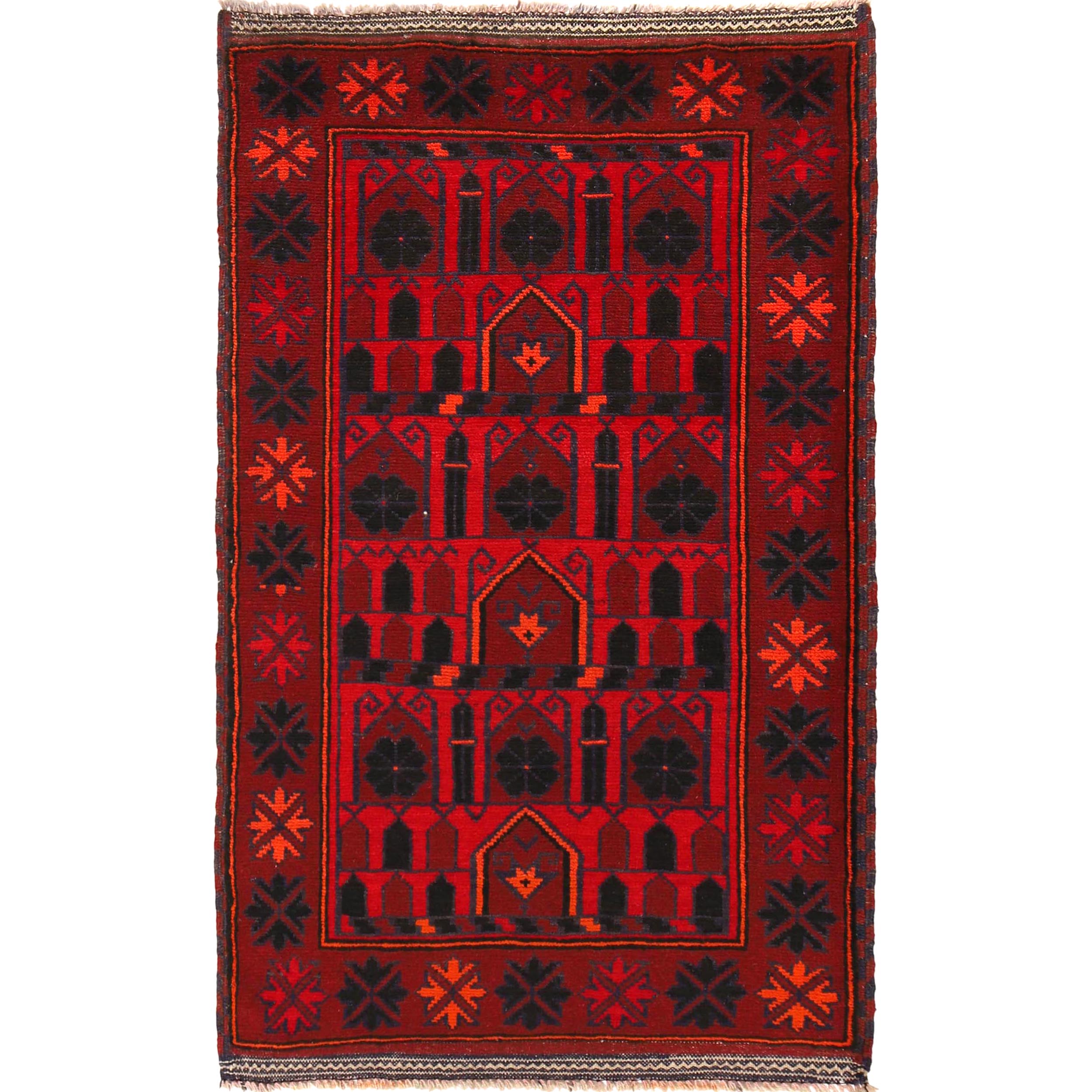 Handmade Prayer Rug Afghan Style 5x2.9 ft