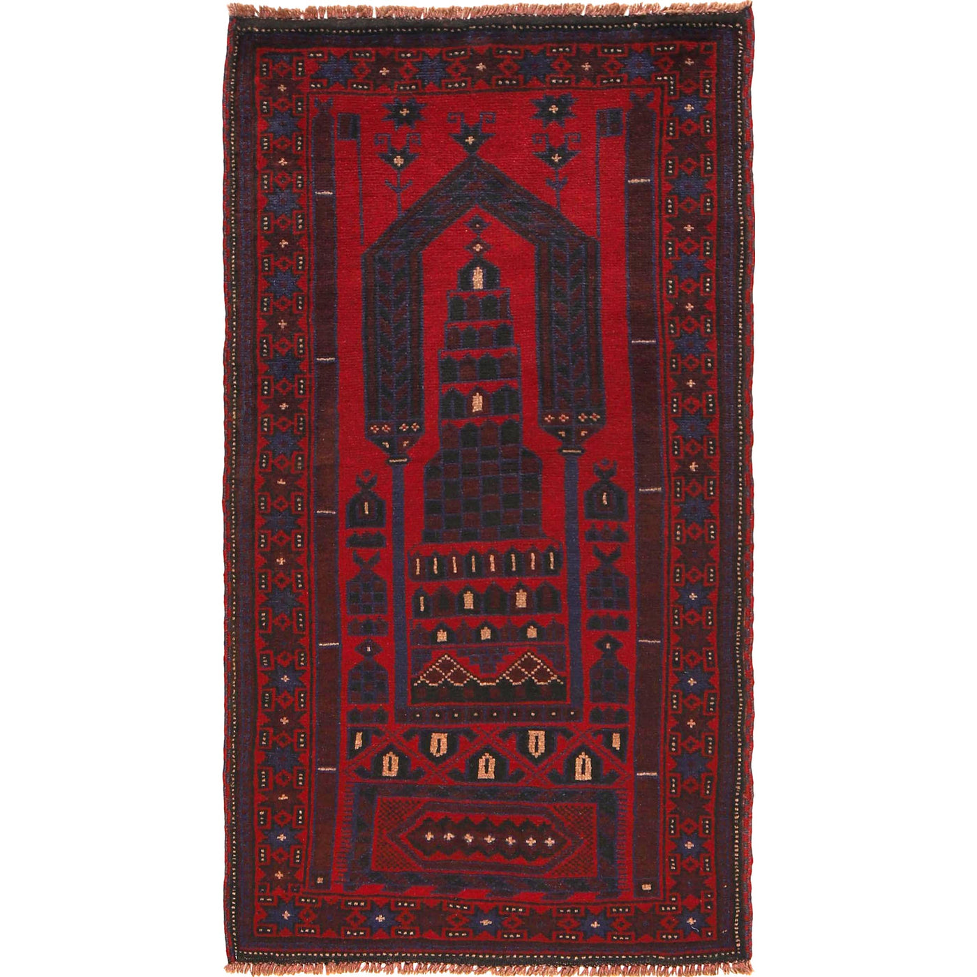 Prayer Rug Fine Afghan Work 4.6x2.6 ft