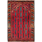 Classic Afghan Prayer Rug 3.8x2.4 ft