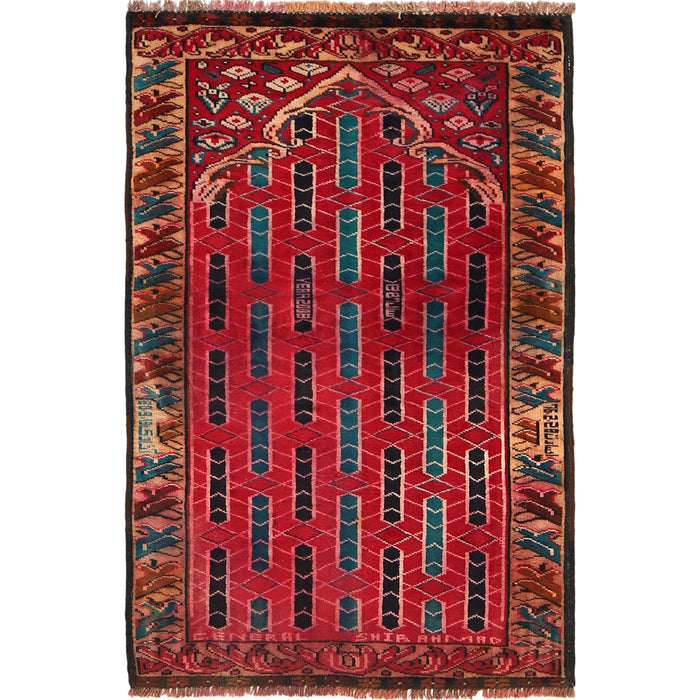 Classic Afghan Prayer Rug 3.8x2.4 ft
