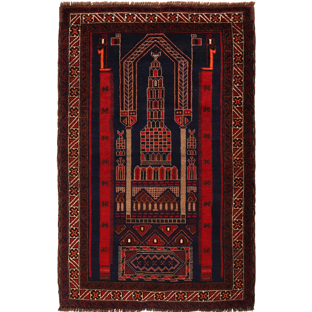 Afghan Artisan Prayer Rug 4.9x3.2 ft