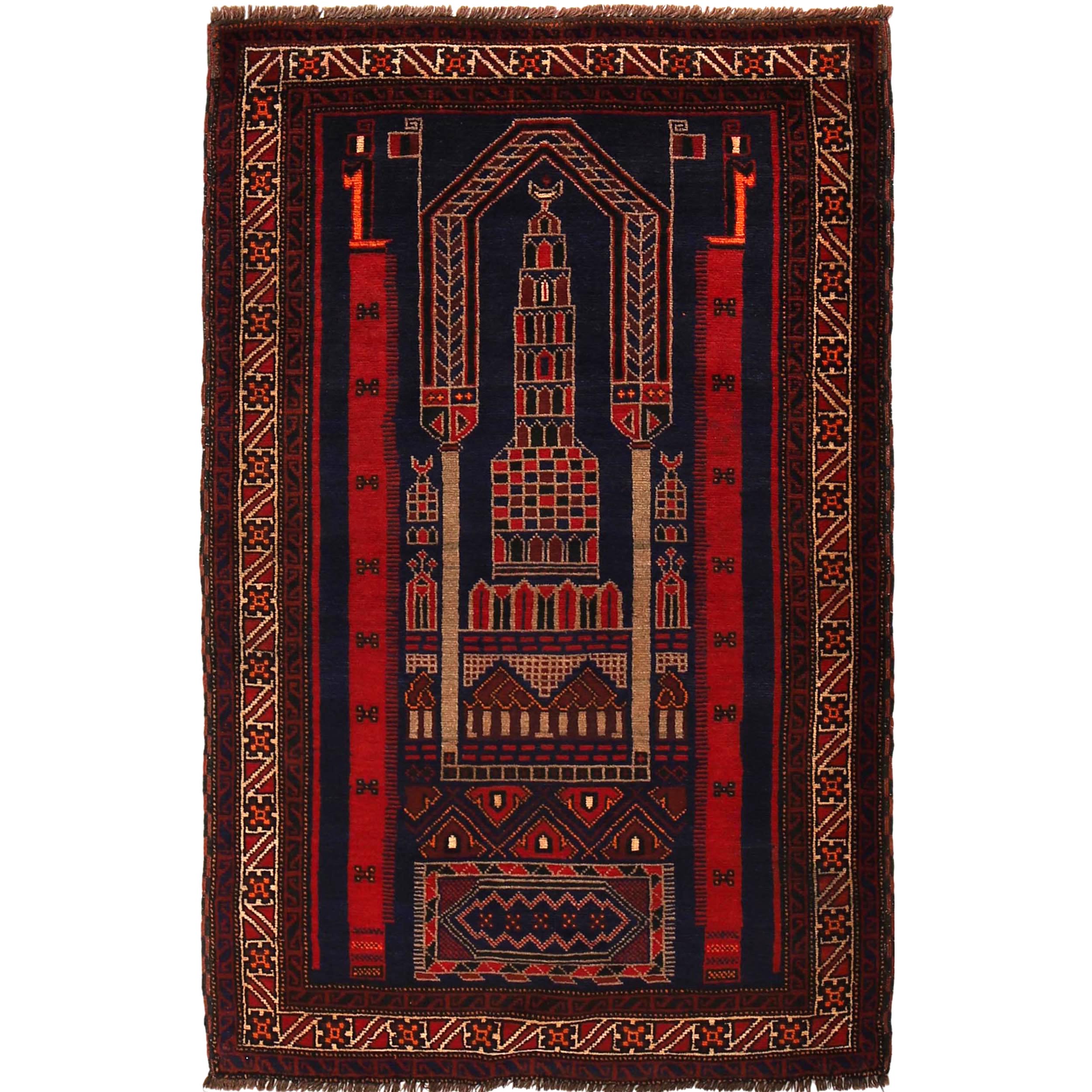 Afghan Artisan Prayer Rug 4.9x3.2 ft