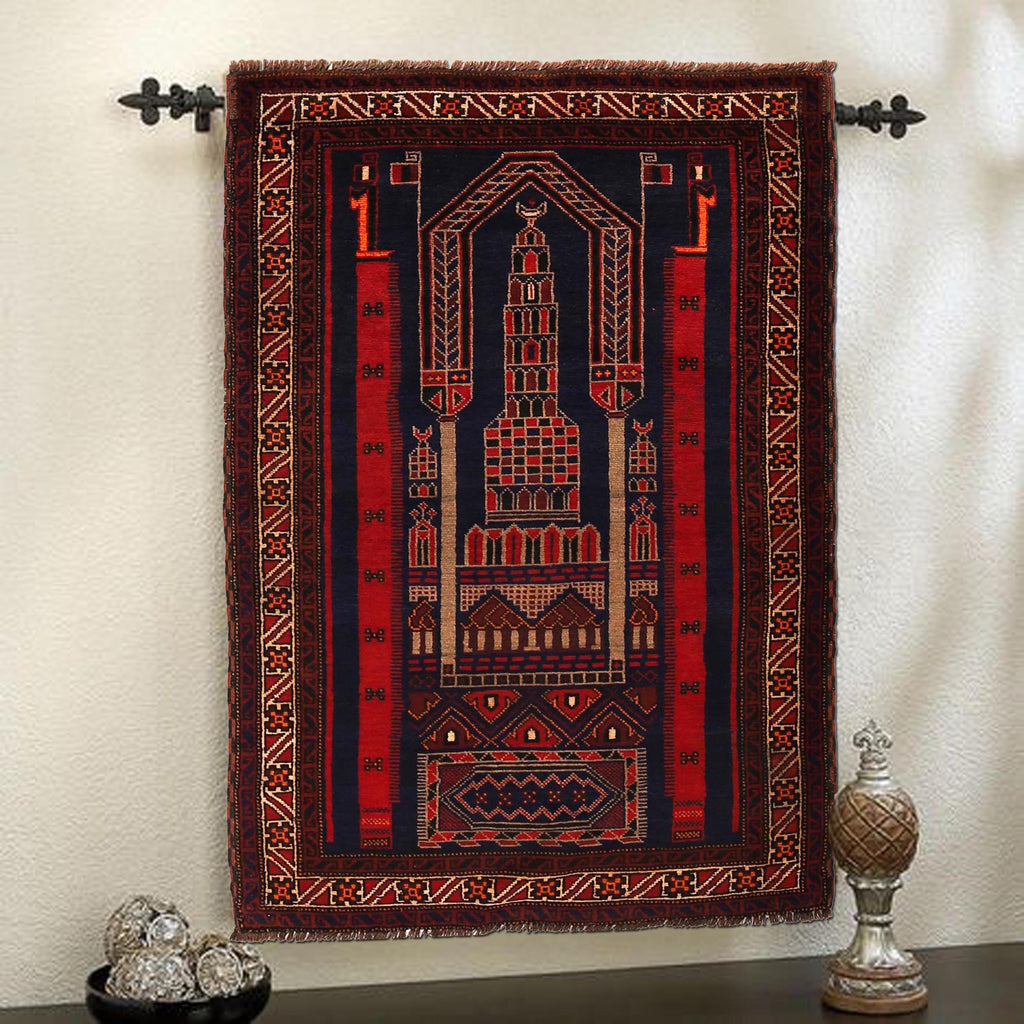 Afghan Artisan Prayer Rug 4.9x3.2 ft