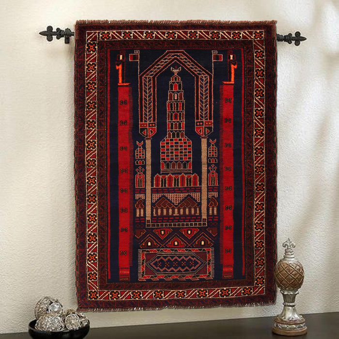 Afghan Artisan Prayer Rug 4.9x3.2 ft