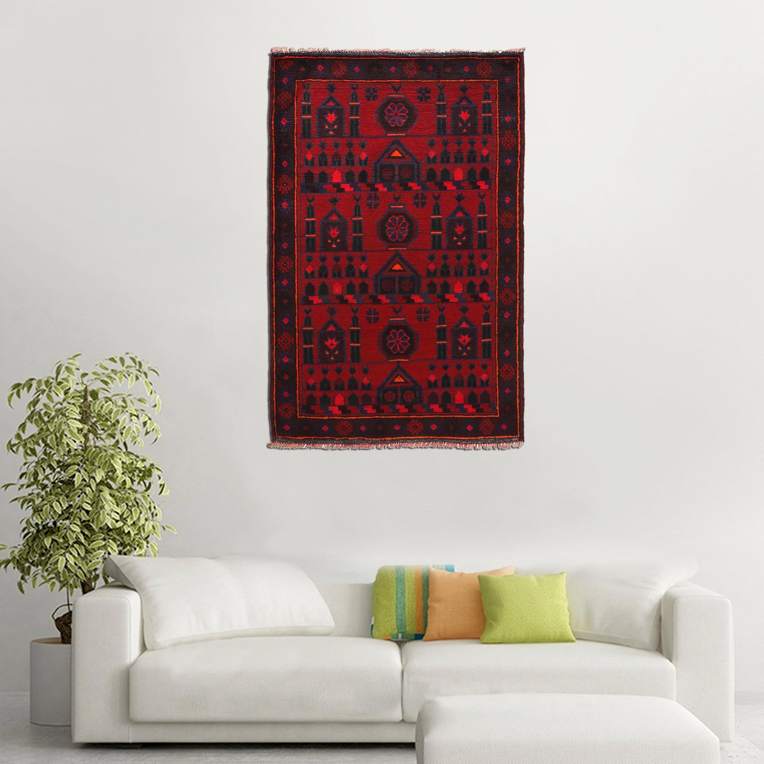 Handmade Afghan Prayer Piece 4.6x2.9 ft