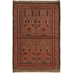 Distressed Overdyed Vintage Area Rug 4.2x2.9ft
