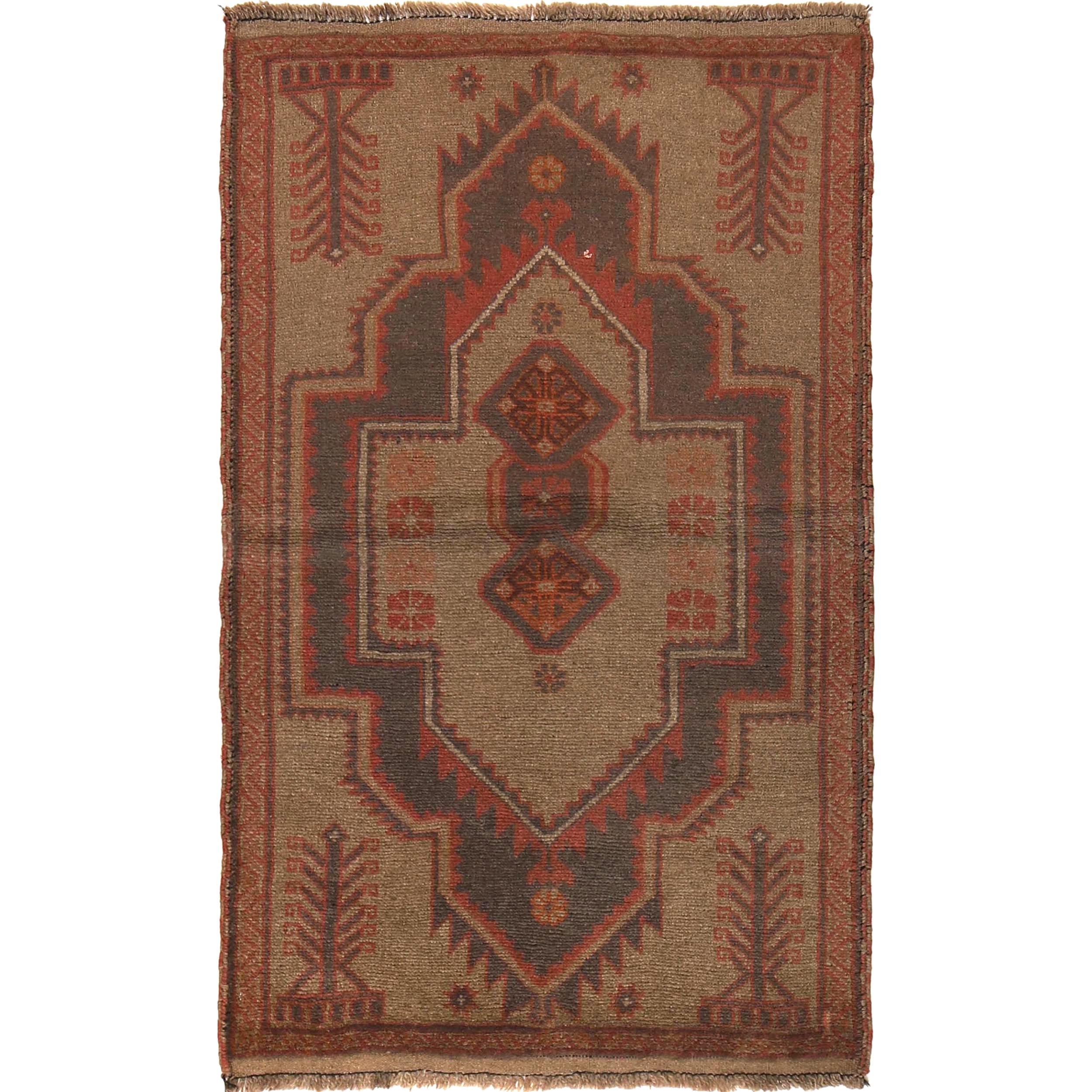 Antique Look Overdyed Wool Carpet 4.5x2.9ft