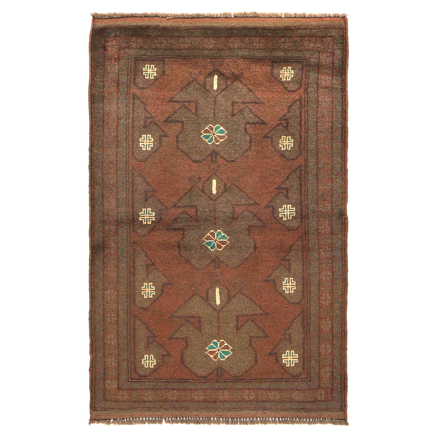 Classic Distressed Overdyed Wool Rug 4.3x2.9ft