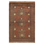 Classic Distressed Overdyed Wool Rug 4.3x2.9ft