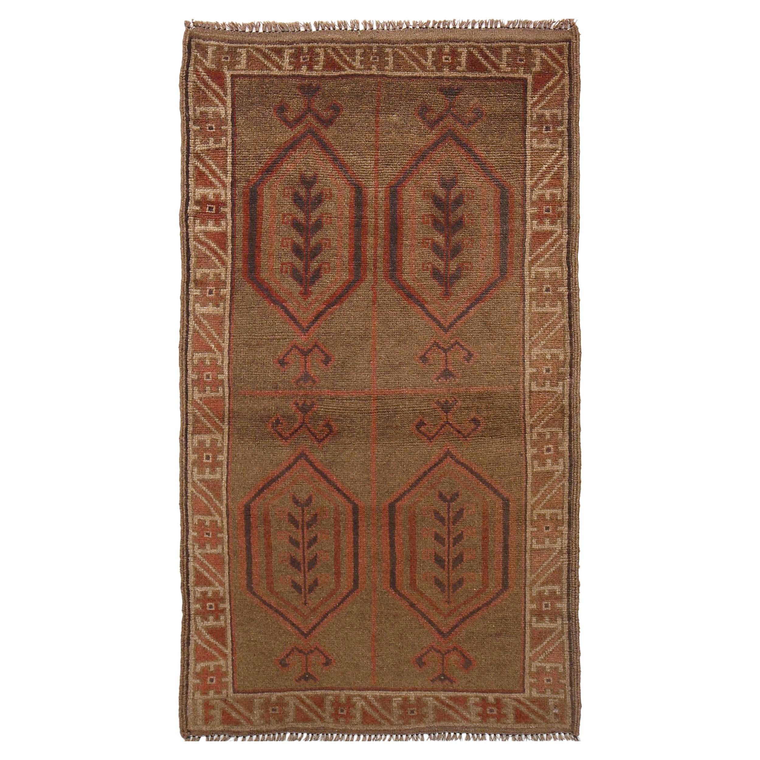Handcrafted Overdyed Vintage Carpet 4.6x2.8ft