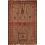 Distressed Antique Overdyed Wool Rug 4.4x3 ft