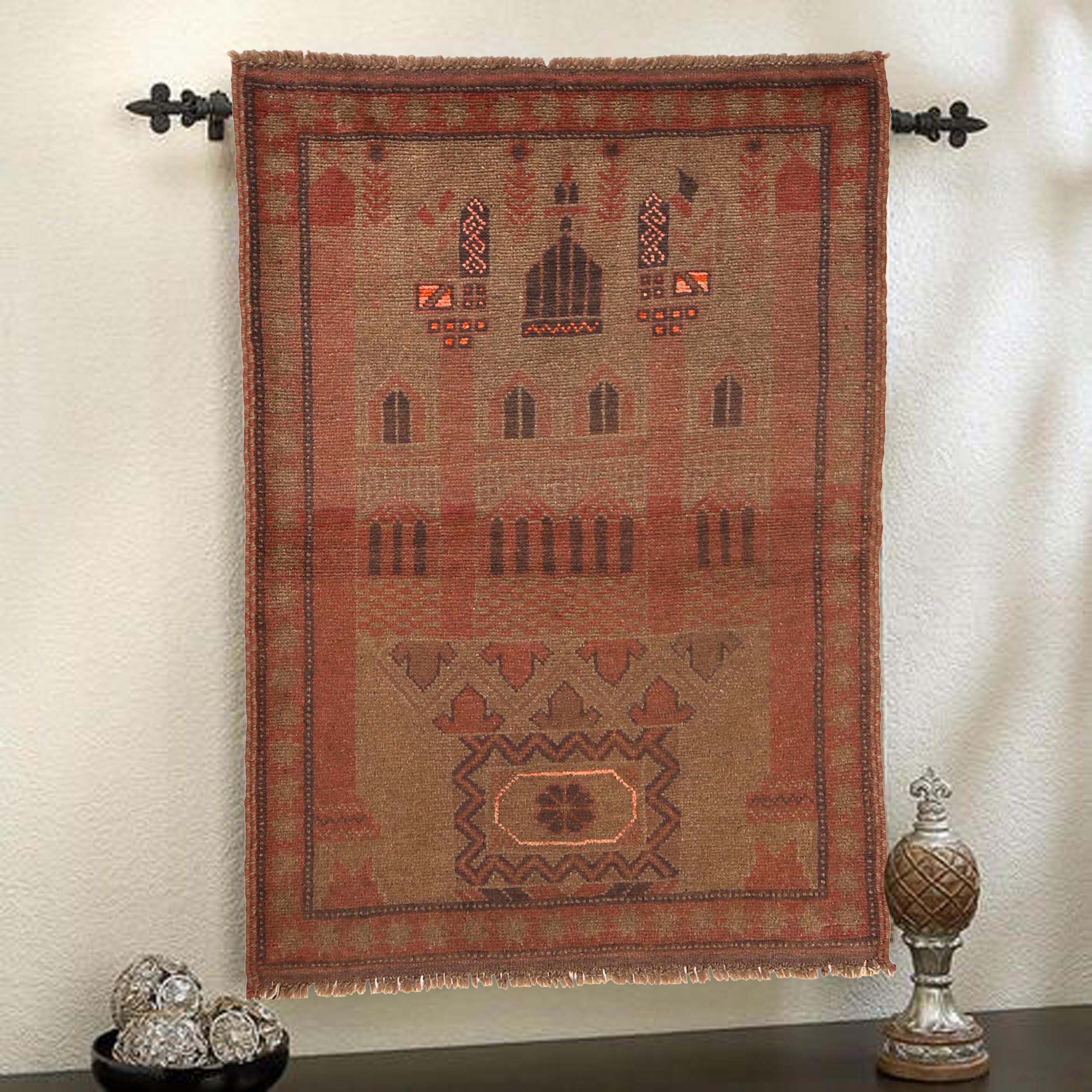 Distressed Antique Overdyed Wool Rug 4.4x3 ft