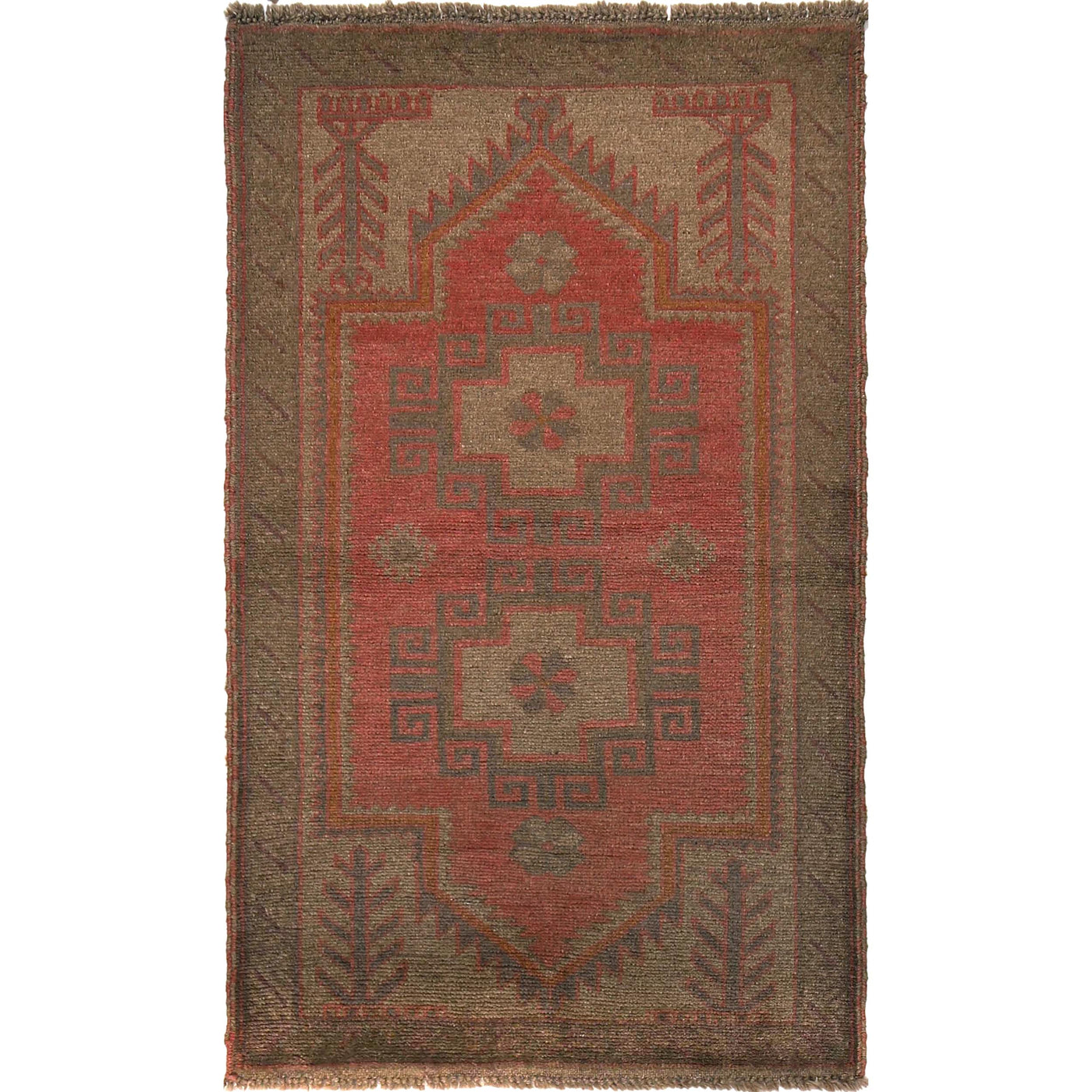 Overdyed Tribal Pattern Wool Rug 4.8x2.8 ft