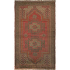 Overdyed Tribal Pattern Wool Rug 4.8x2.8 ft