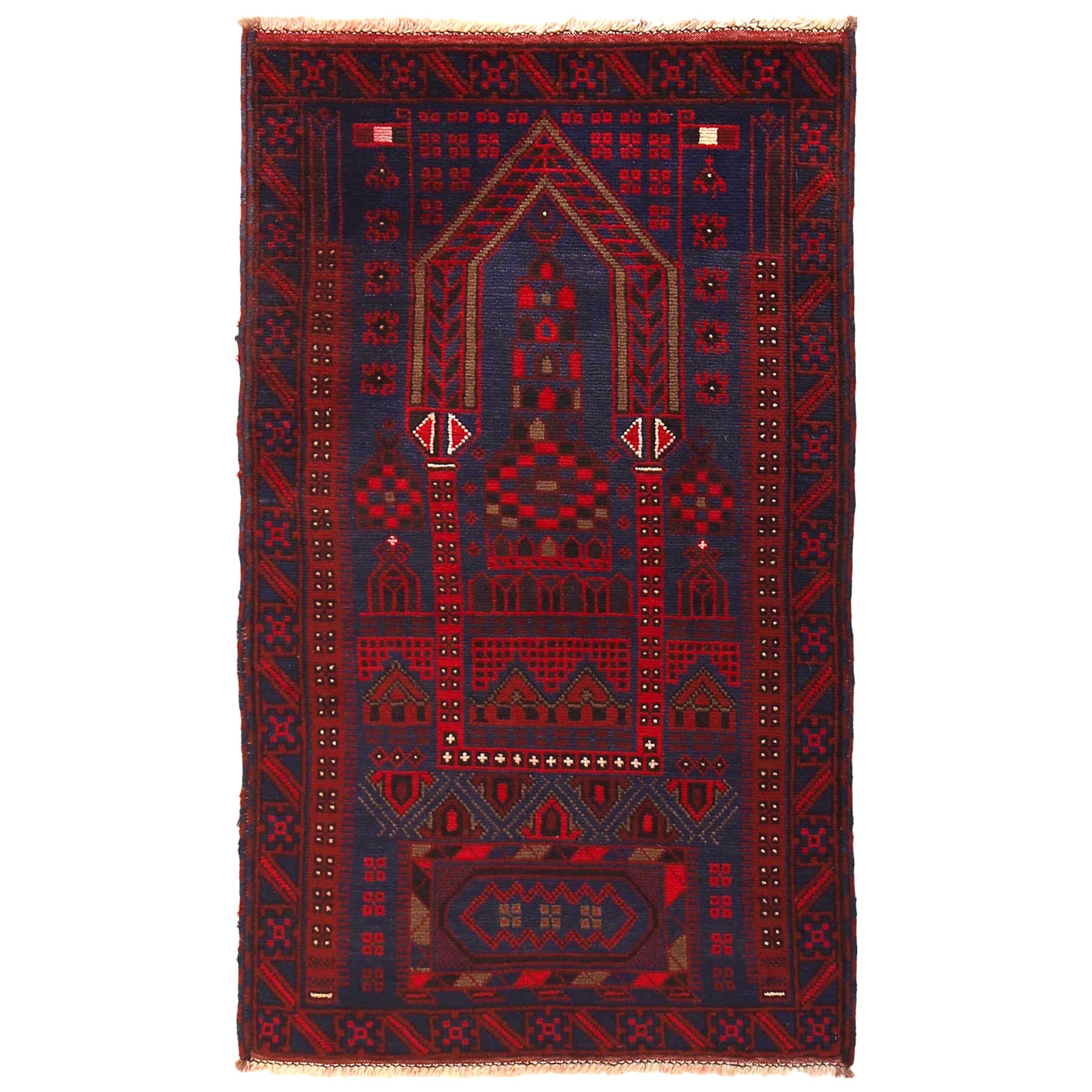 Afghan Handcrafted Prayer Rug 4.6x2.7 ft