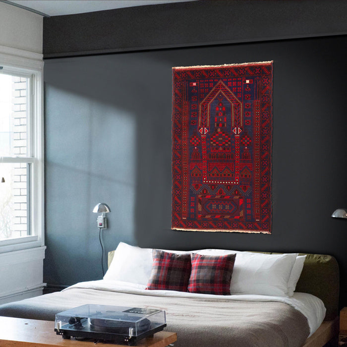 Afghan Handcrafted Prayer Rug 4.6x2.7 ft