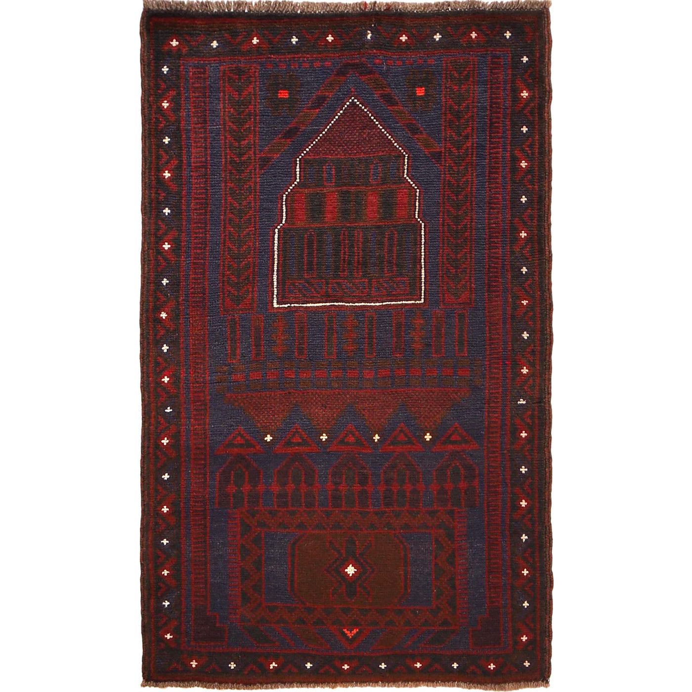 Prayer Rug Nomadic Style 4.5x2.7 ft
