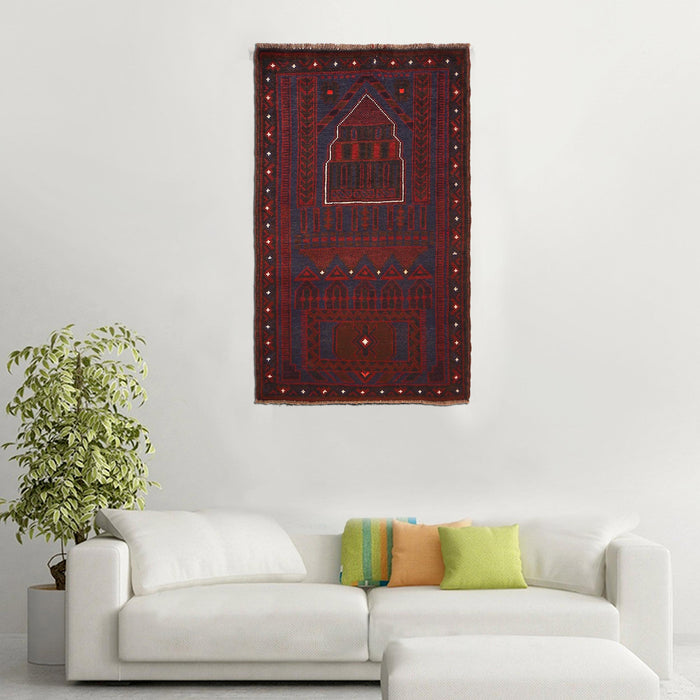 Prayer Rug Nomadic Style 4.5x2.7 ft