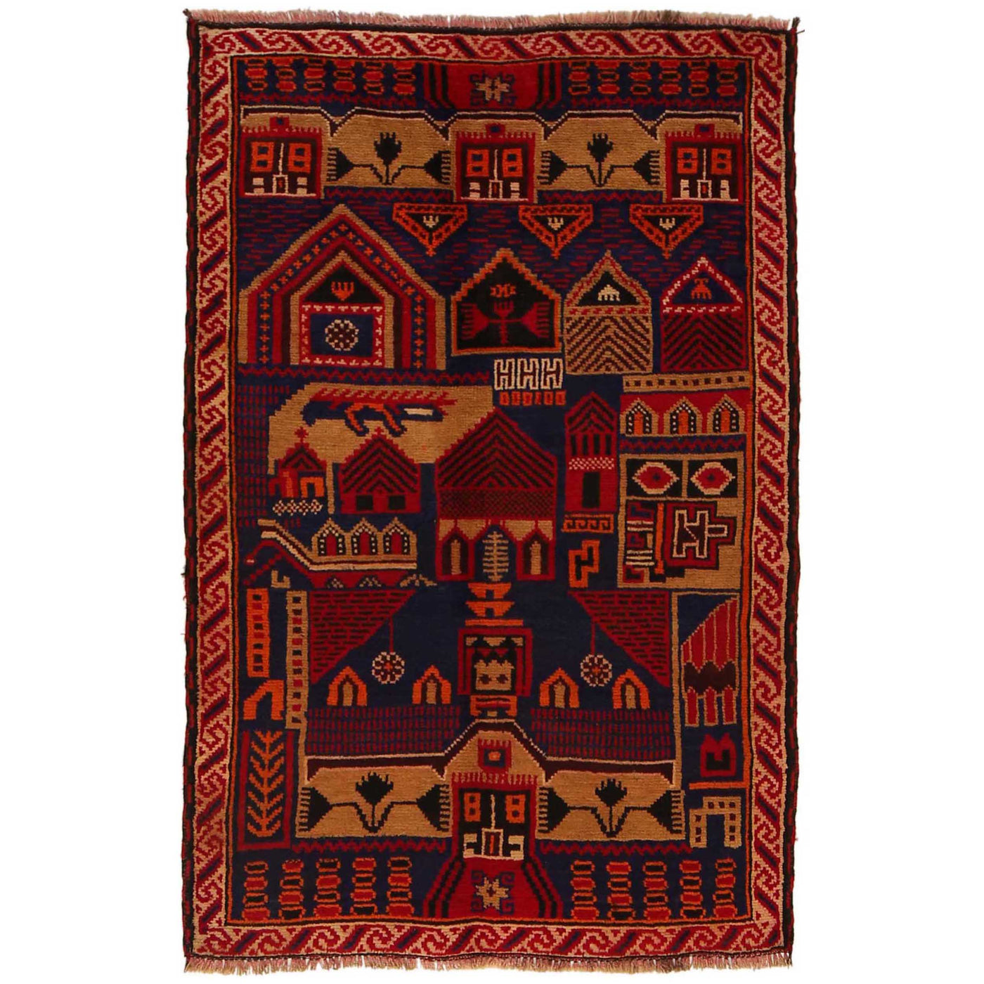 Handcrafted Afghan Prayer Mat Work 4.6x3 ft