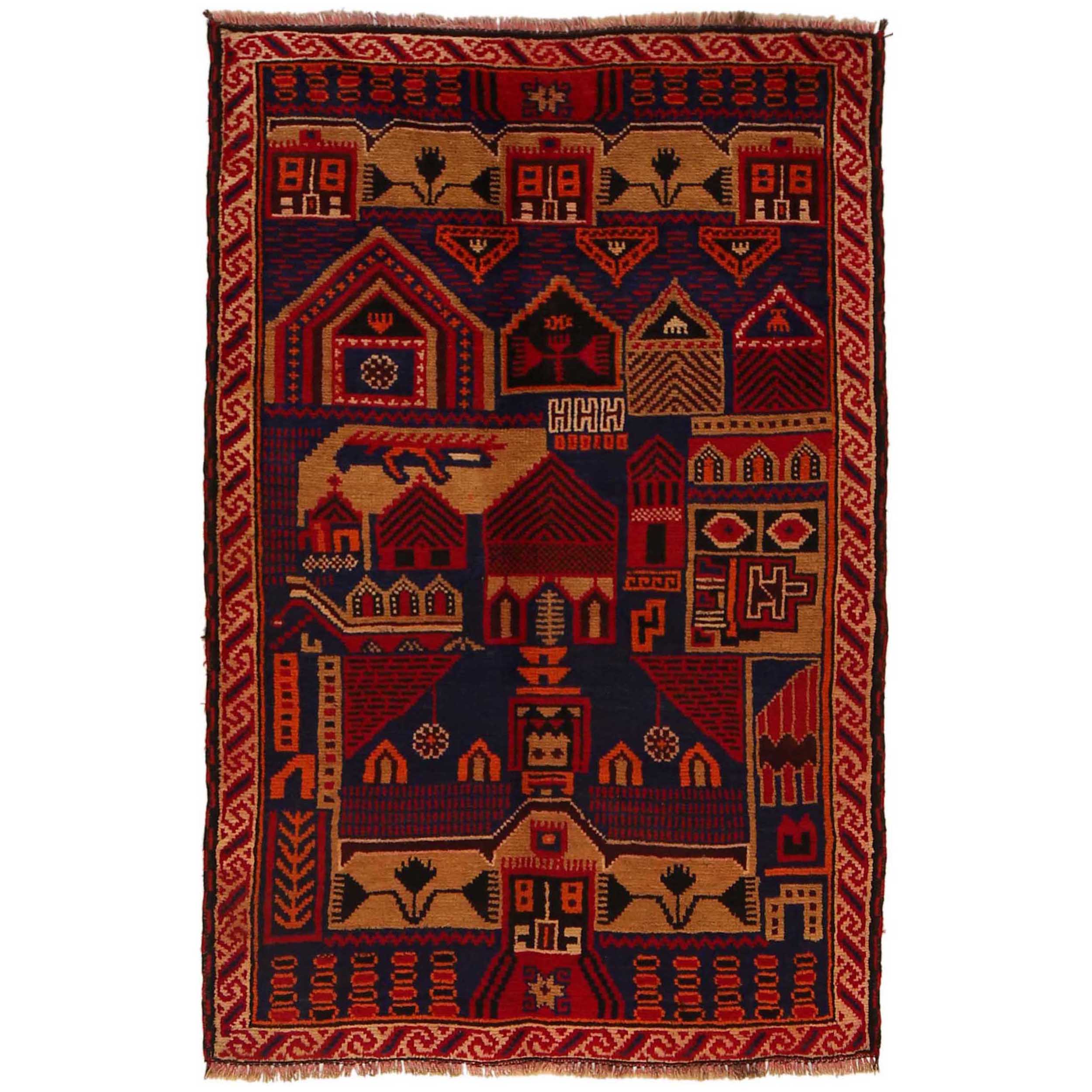 Handcrafted Afghan Prayer Mat Work 4.6x3 ft