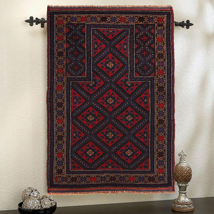 Traditional Prayer Mat Afghan 4.6x2.7 ft