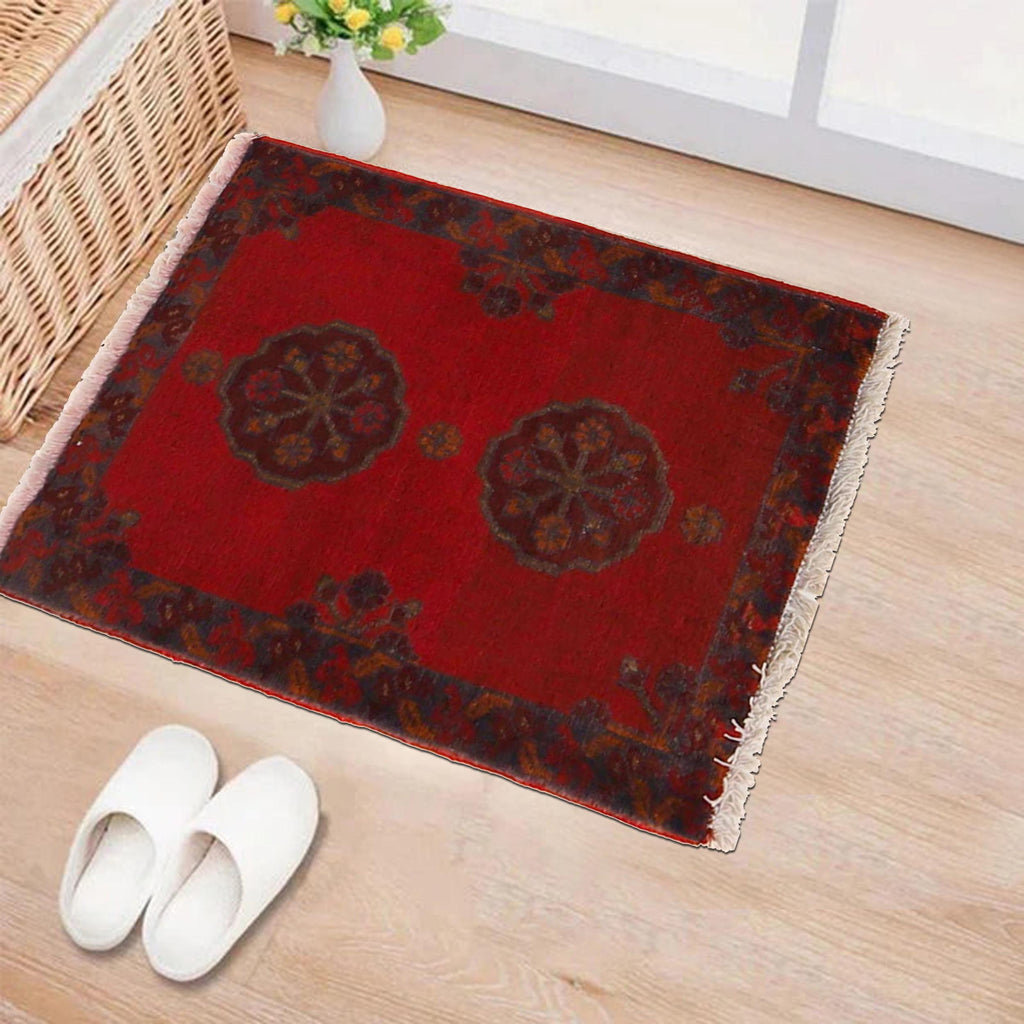 Wool Entry Rug Handmade Afghan Entry Rug | Tribal Wool Mini Mat – saneens.com