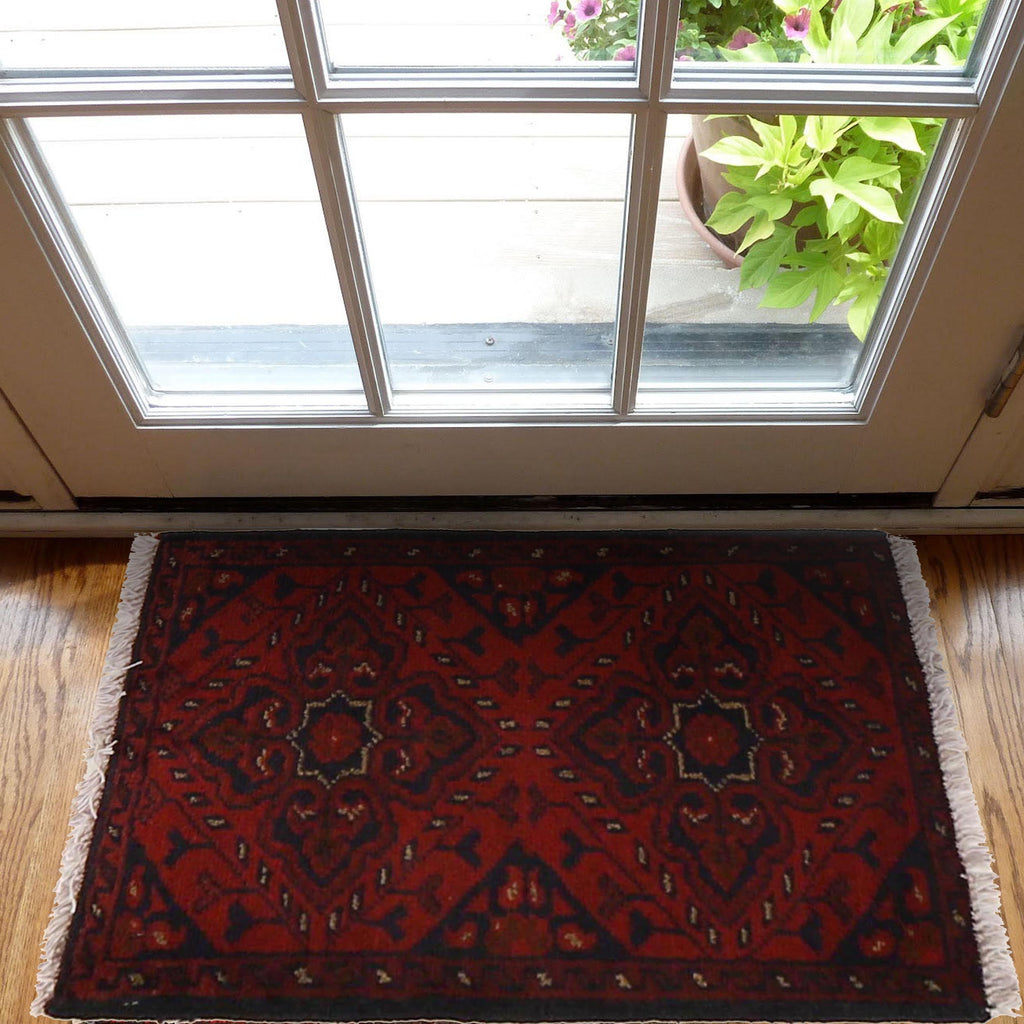 Artisan Afghan Wool Rug 2x1.3 ft