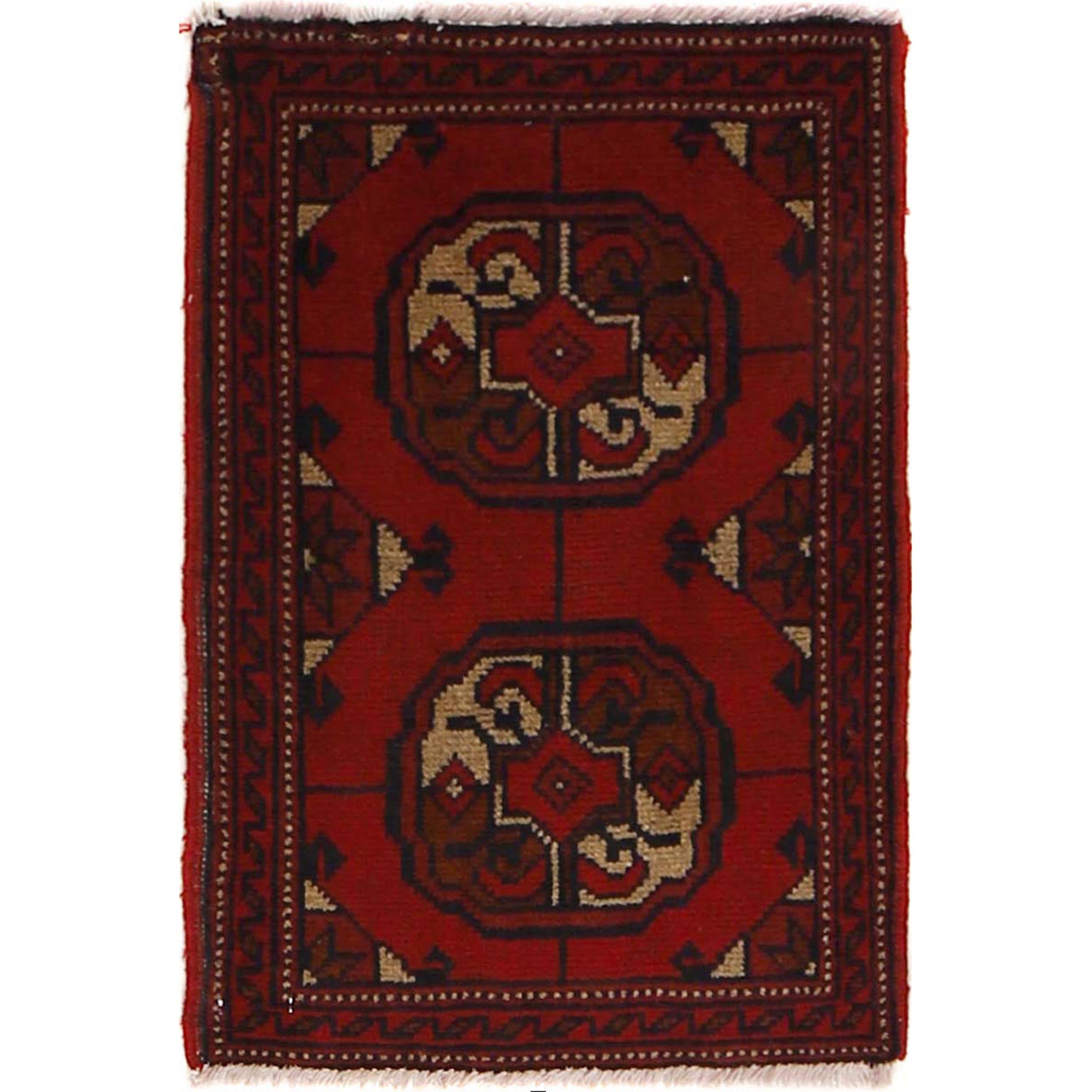 Afghan Wool Handmade Entry Rug 2x1.4 ft