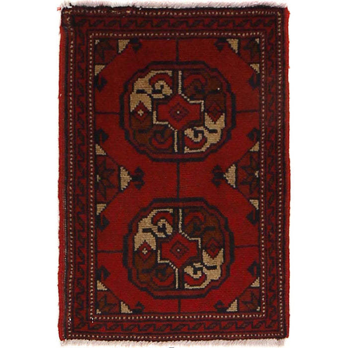 Afghan Wool Handmade Entry Rug 2x1.4 ft