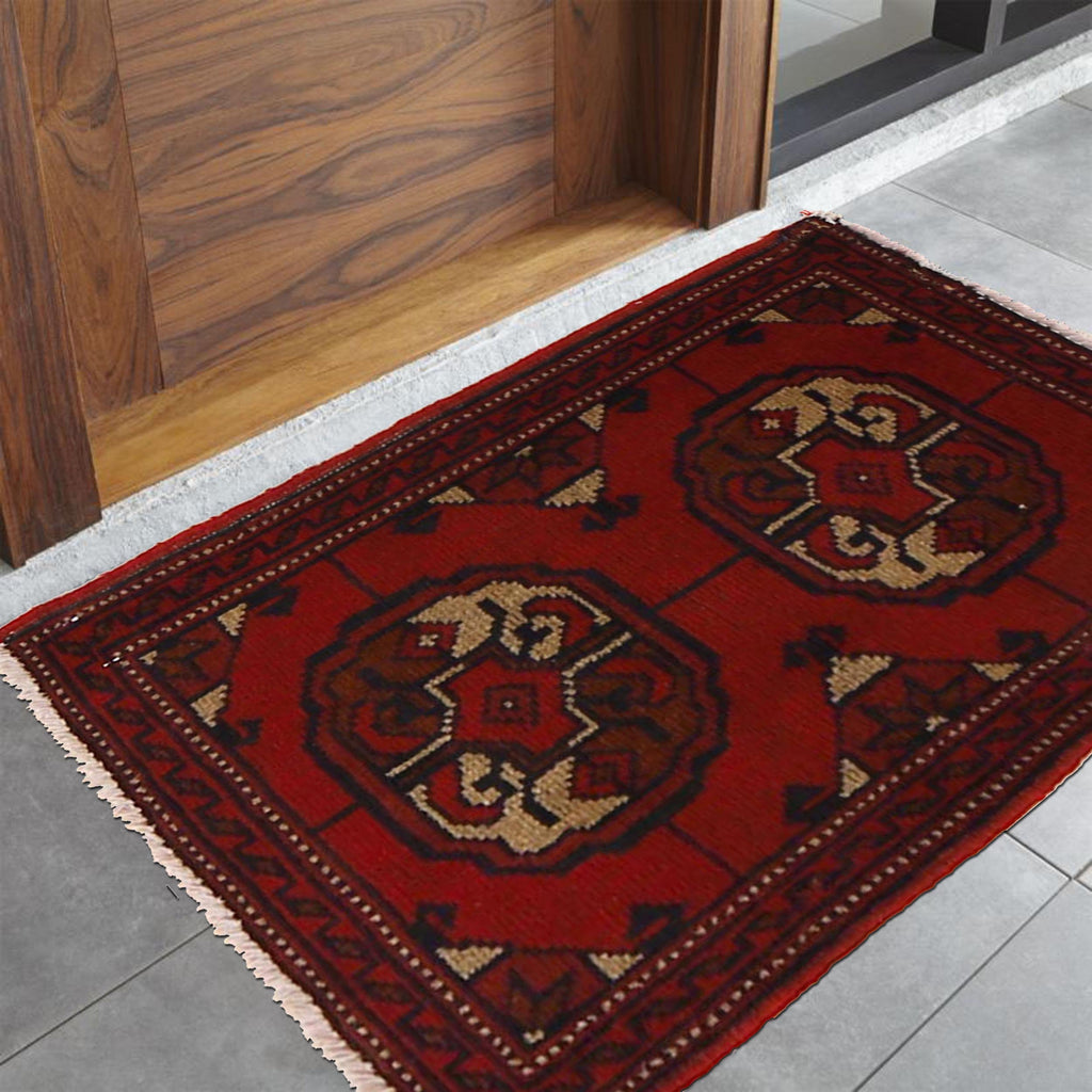 Afghan Wool Handmade Entry Rug 2x1.4 ft