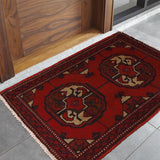 Afghan Wool Handmade Entry Rug 2x1.4 ft
