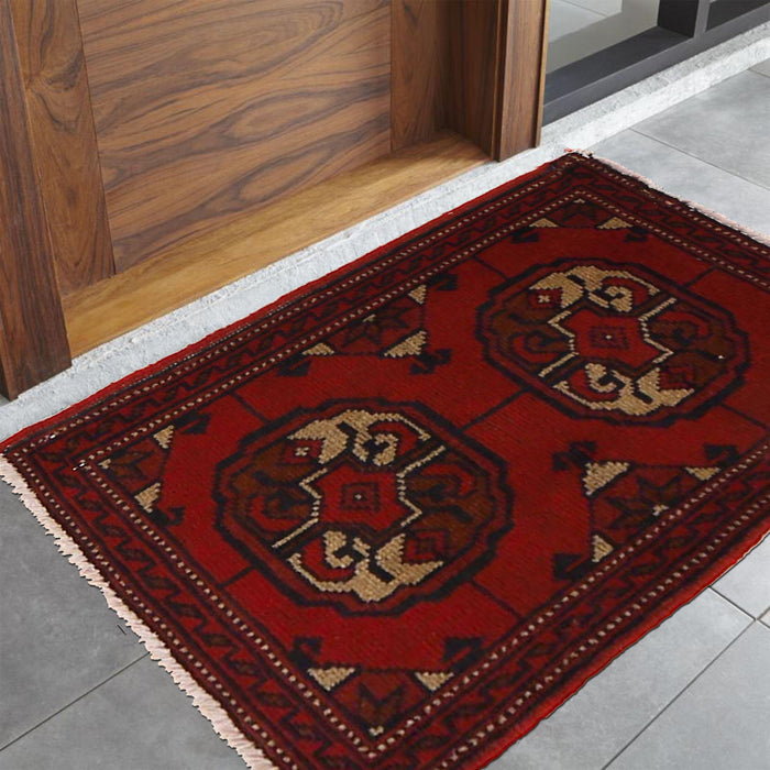 Afghan Wool Handmade Entry Rug 2x1.4 ft