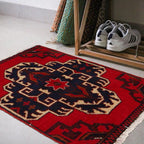 Small Afghan Wool Entry Rug 1.9x1.4 ft