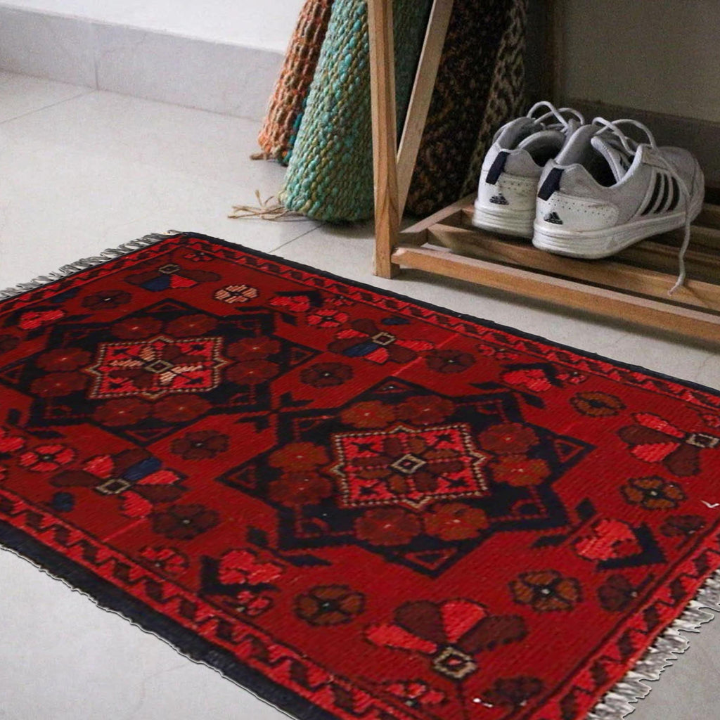 Afghan Wool Bedside Mat 2.1x1.3 ft