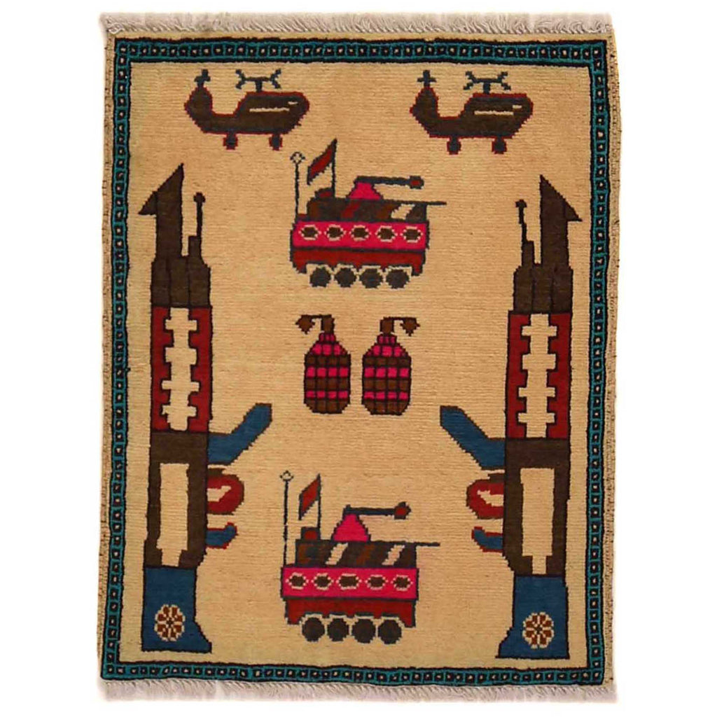 Handmade Afghan War weapons Tapestry 2.4x1.9 ft