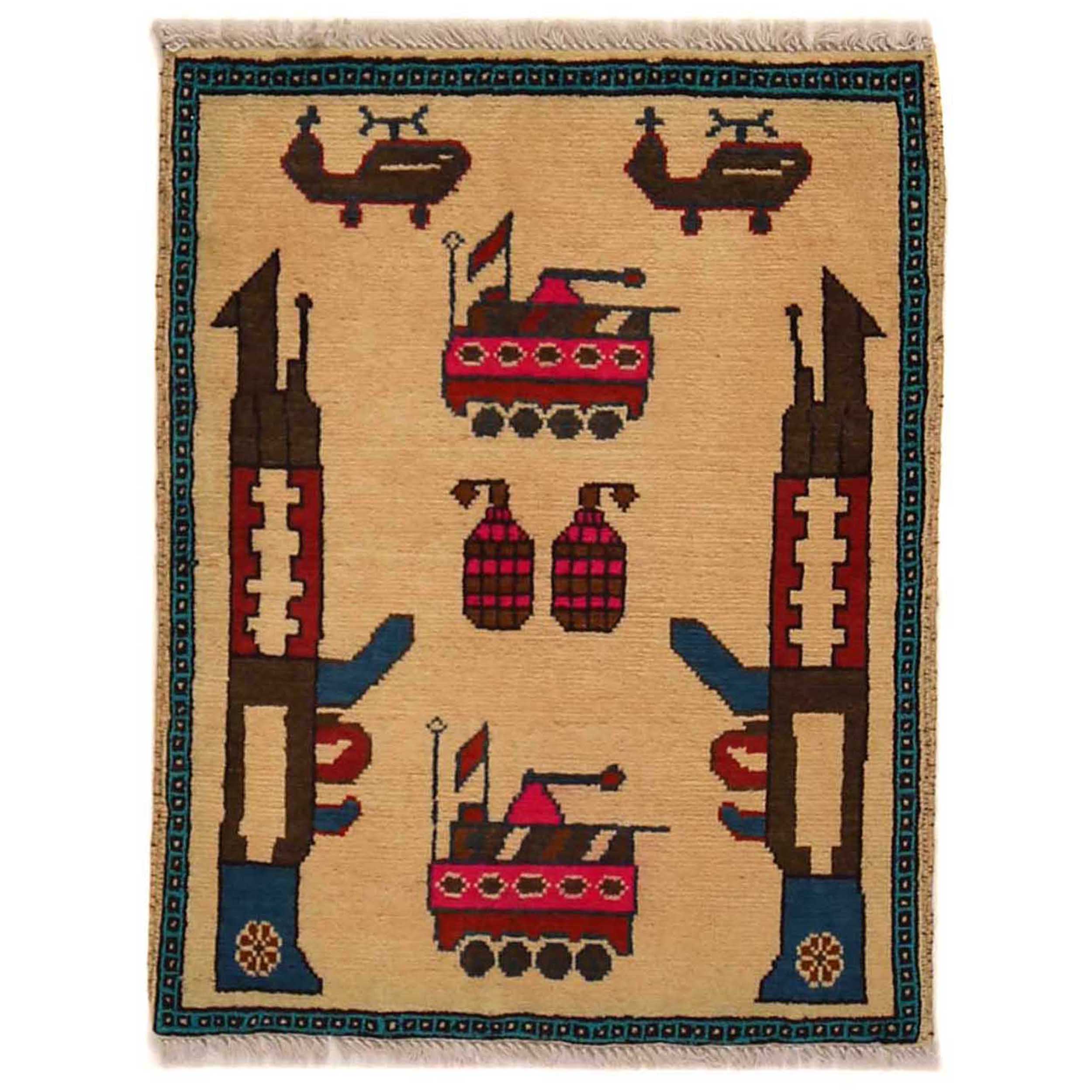 Handmade Afghan War weapons Tapestry 2.4x1.9 ft