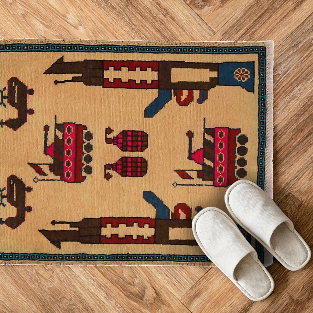 Weapons Rugs Vintage Afghan War Weapons Carpet | Handwoven Historical Afghan Rug ...