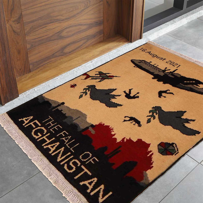 Authentic Tribal War Falling Man Carpet 2.6x2 ft