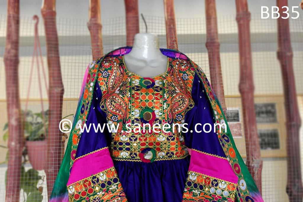 Pashtun Girls Blue Satin Dress