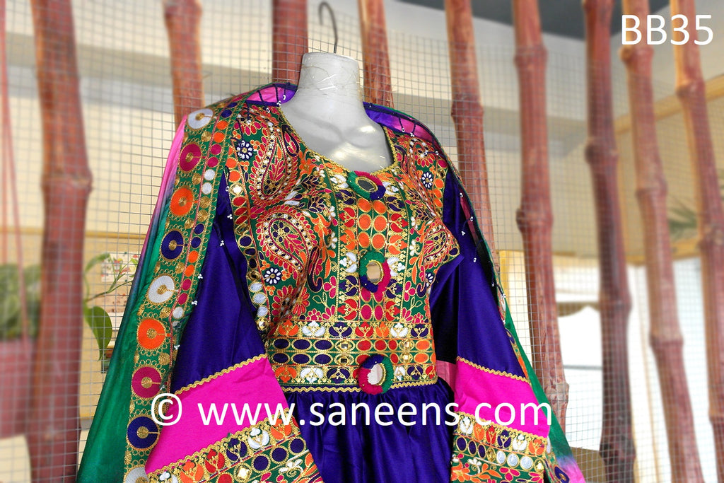 Pashtun Girls Blue Satin Dress