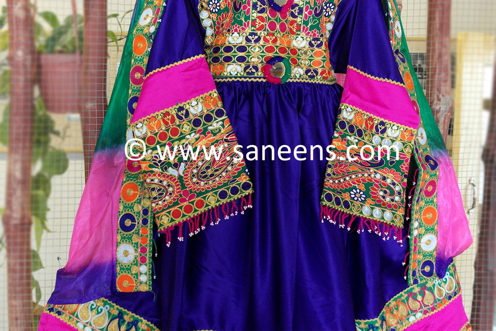 Pashtun Girls Blue Satin Dress