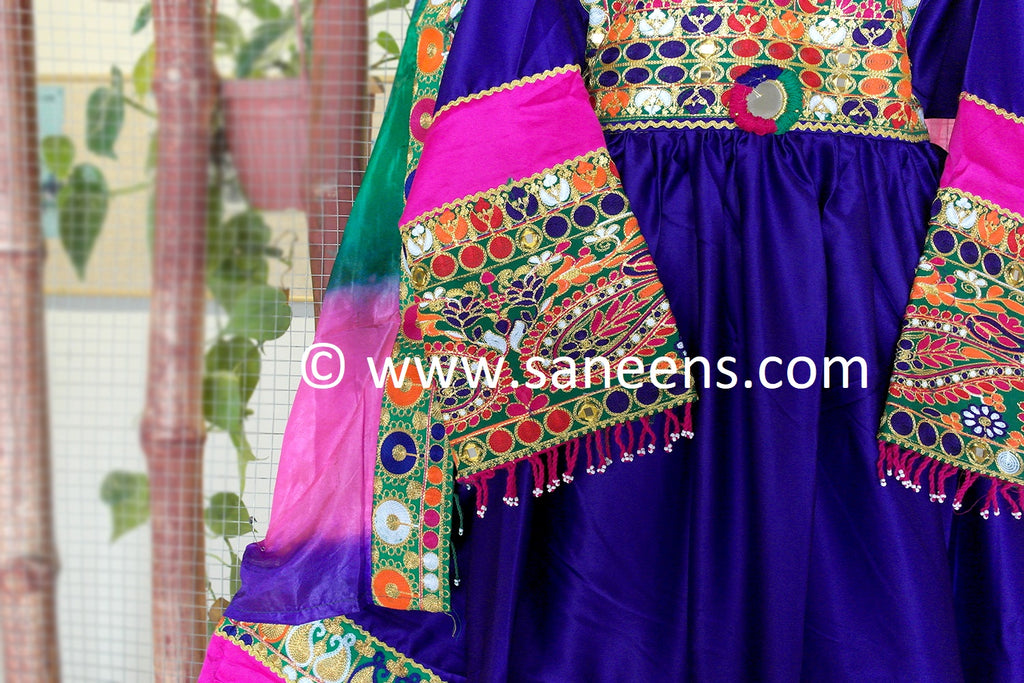 Pashtun Girls Blue Satin Dress