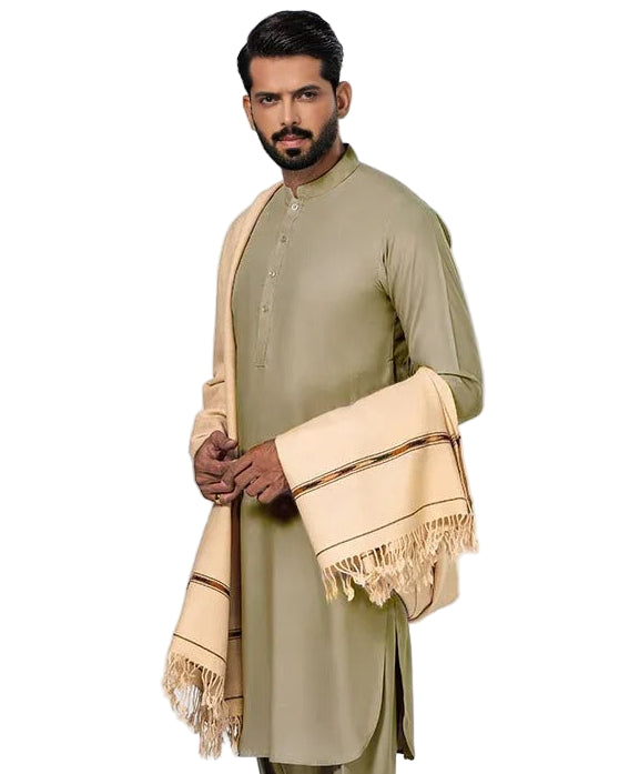 Cultural Pashtun Shawl Beige