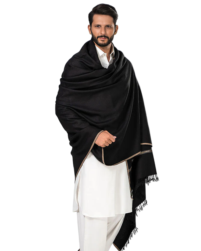 Black Pashtun Traditional Shawl